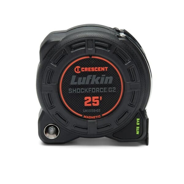 Crescent LM1225B-02 Shockforce Nite Eye G2 Magnetic Tape Measure, 25 ft L Blade x 1 1/4 in W Blade