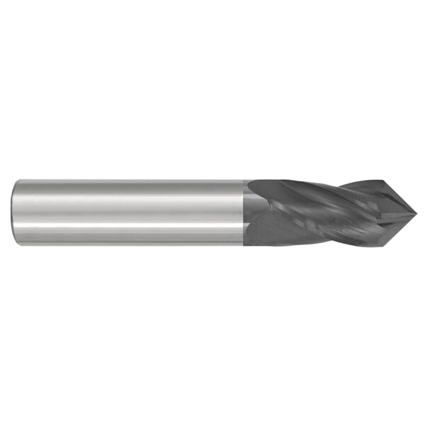 GARR 58394 154MA Center Cutting Drill Mill, 6 mm Dia, 100 deg Point, 4 Flutes, 19 mm L Flute, 19 mm L of Cut, 65 mm OAL, TiAlN Coated
