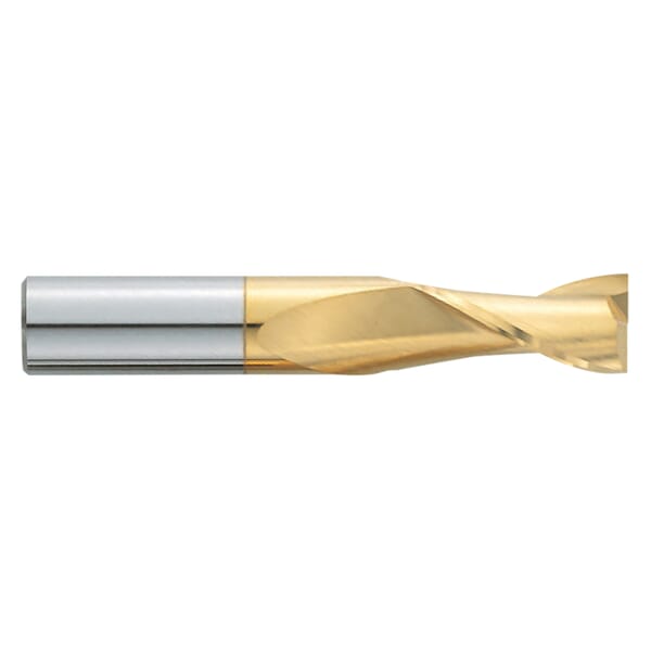 GARR 11333 220MT Center Cutting Standard Length Square End Mill, 5/8 in Dia Cutter, 1-1/4 in Length of Cut, 2 Flutes, 5/8 in Dia Shank, 3-1/2 in OAL, TiN Coated
