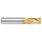 GARR 13313 230MT Center Cutting Square End Standard Length End Mill, 1/2 in Dia Cutter, 1 in Length of Cut, 4 Flutes, 1/2 in Dia Shank, 3 in OAL, TiN Coated