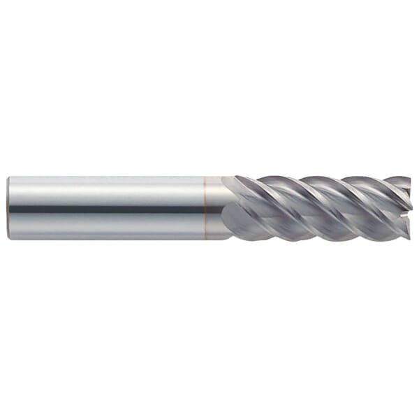 GARR 52644 255MC Center Cutting Square End Mill, 1/2 in Dia Cutter, 2 in Length of Cut, 5 Flutes, 1/2 in Dia Shank, 4 in OAL, TiCN Coated