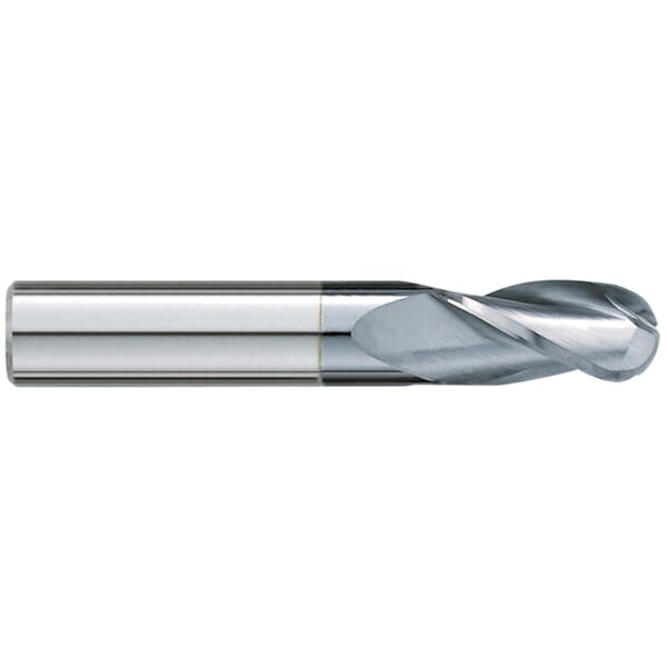 GARR 17214 323MC Ball End Center Cutting Standard Length End Mill, 11/32 in Dia Cutter, 7/8 in Length of Cut, 3 Flutes, 3/8 in Dia Shank, 2-1/2 in OAL, TiCN Coated