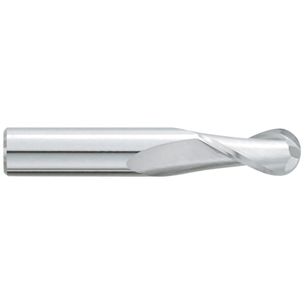 GARR 27080 380M Ball Nose Center Cutting End Mill, 7/16 in Dia Cutter, 1 in Length of Cut, 2 Flutes, 7/16 in Dia Shank, 2-3/4 in OAL
