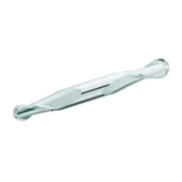 GARR 31510 540M Ball End Center Cutting Double End Mill, 1 mm Dia Cutter, 4 mm Length of Cut, 2 Flutes, 3 mm Dia Shank, 50 mm OAL, Uncoated