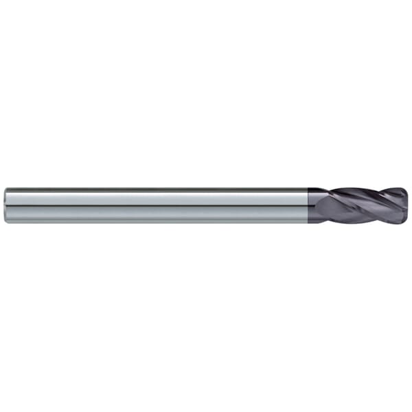 GARR 20117 630RA Center Cutting Extra Length Square End Mill, 1/8 in Dia Cutter, 1 in Length of Cut, 4 Flutes, 1/8 in Dia Shank, 3 in OAL, TiALN Coated