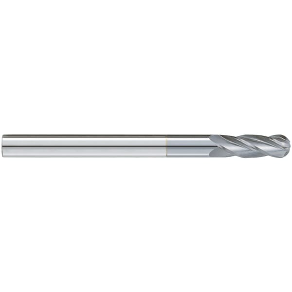 GARR 44064 730MC Ball End Center Cutting Extra Length Ball End Mill, 3/16 in Dia Cutter, 1 in