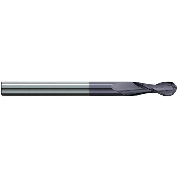 GARR 97197 740MA Ball End Center Cutting Extra Length End Mill, 10 mm Dia Cutter, 25 mm Length of Cut, 2 Flutes, 10 mm Dia Shank, 100 mm OAL, TiALN Coated