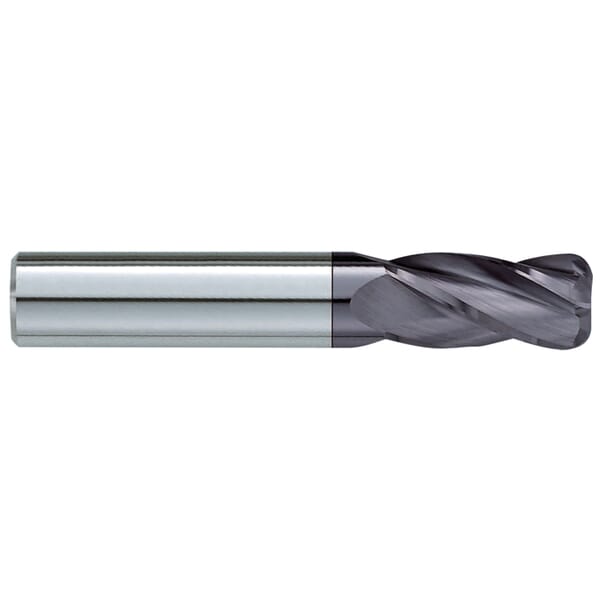 GARR 24467 830RA Center Cutting Single End Standard Length End Mill, 16 mm Dia Cutter, 1 mm Corner Radius, 38 mm Length of Cut, 4 Flutes, 16 mm Dia Shank, 88 mm OAL, TiAlN