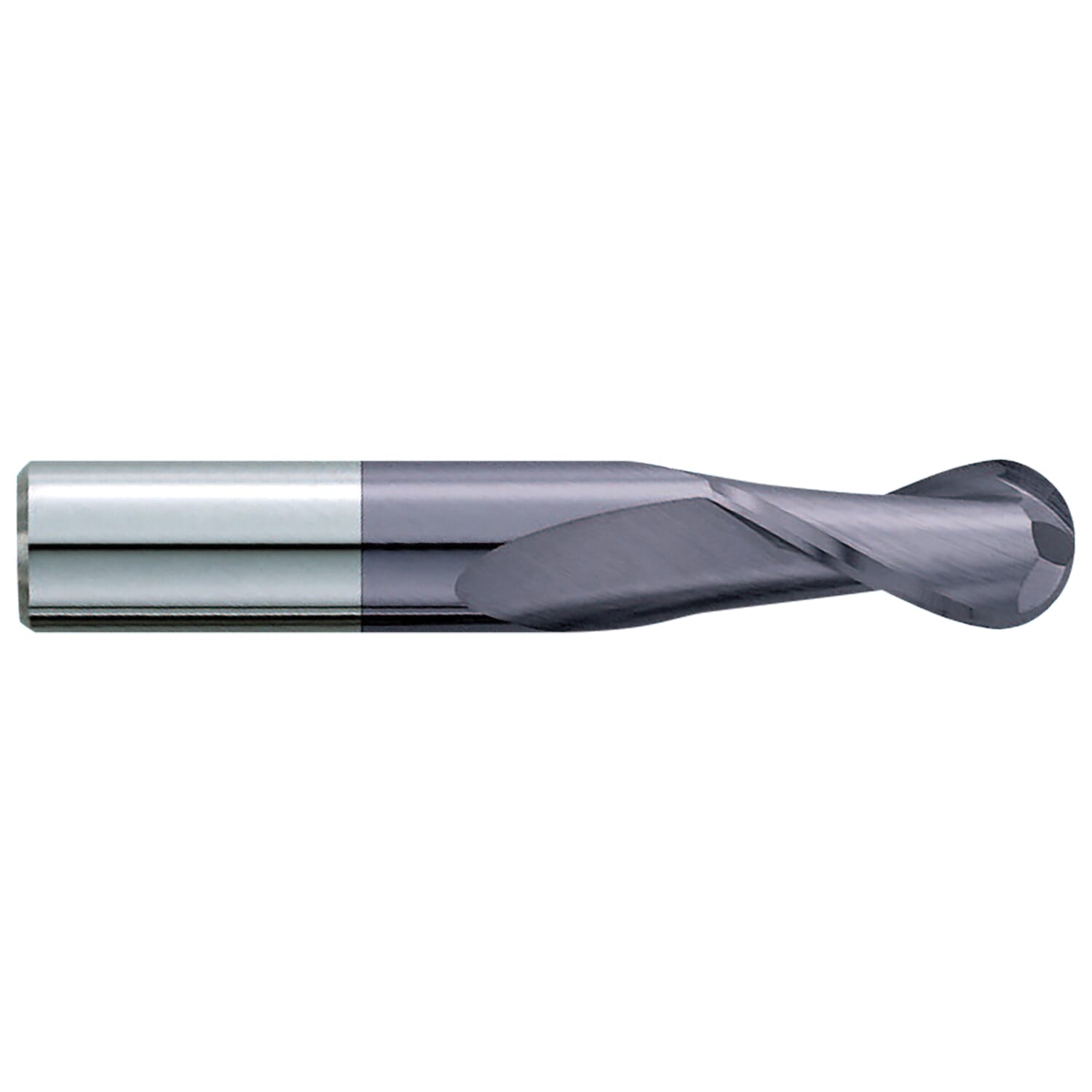 GARR 03027 180MA Ball End Center Cutting Single End Stub Length End Mill, 3/64 in Dia Cutter, 3/32 in Length of Cut, 2 Flutes, 1/8 in Dia Shank, 1-1/2 in OAL, TiALN Coated