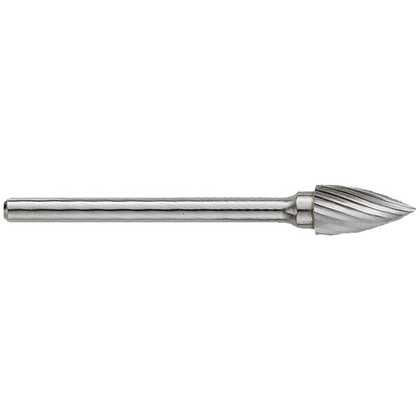 GARR 73072 SG Series Rotary File/Burr, Pointed End, Tree Head, 1/4 in Dia Head, 1/2 in L of Cut, Double Cut