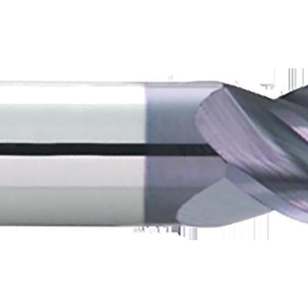 GARR 28690 VRX Ball End Center Cutting Rougher/Finisher End Mill, 10 mm Dia Cutter, 16 mm Length of Cut, 4 Flutes, 10 mm Dia Shank, 50 mm OAL, AlTiN/X.CEED Coated