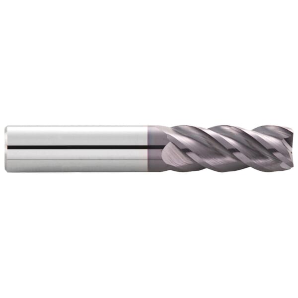 GARR 27524 VRX Center Cutting Corner Radius Rougher/Finisher End Mill, 5 mm Dia Cutter, 15 mm Length of Cut, 4 Flutes, 6 mm Dia Shank, 65 mm OAL, AlTiN/X.CEED Coated