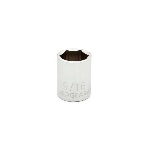 GEARWRENCH 80355 Standard Length Socket, 3/8 in Square Drive, 9/16 in, 6 Points