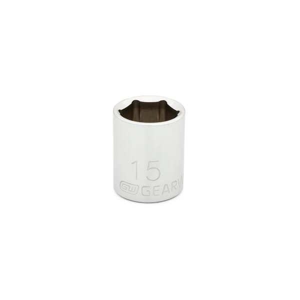 GEARWRENCH 80383 Standard Length Socket, 3/8 in Square Drive, 15 mm, 6 Points