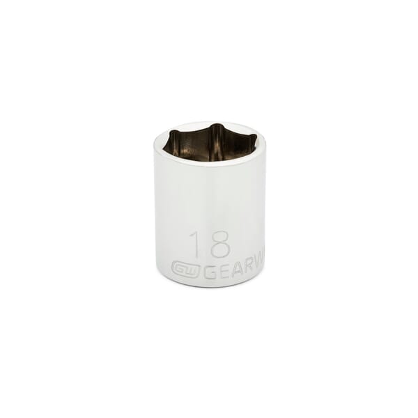 GEARWRENCH 80386 Standard Length Socket, 3/8 in Square Drive, 18 mm, 6 Points