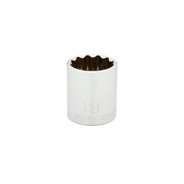 GEARWRENCH 80495 Standard Length Socket, 3/8 in Square Drive, 19 mm, 12 Points