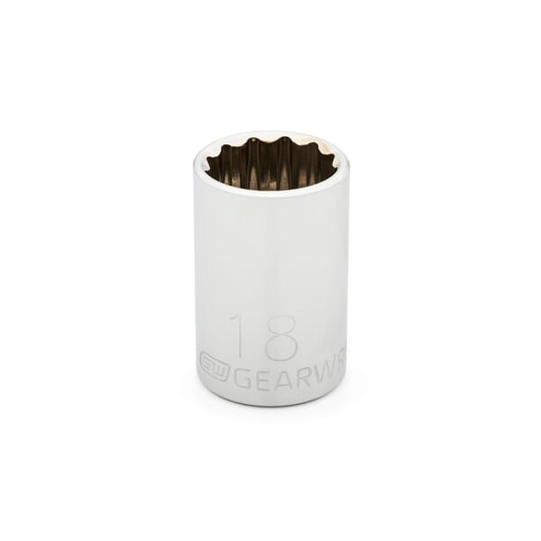 GEARWRENCH 80753 Standard Length Socket, 1/2 in Square Drive, 18 mm, 12 Points