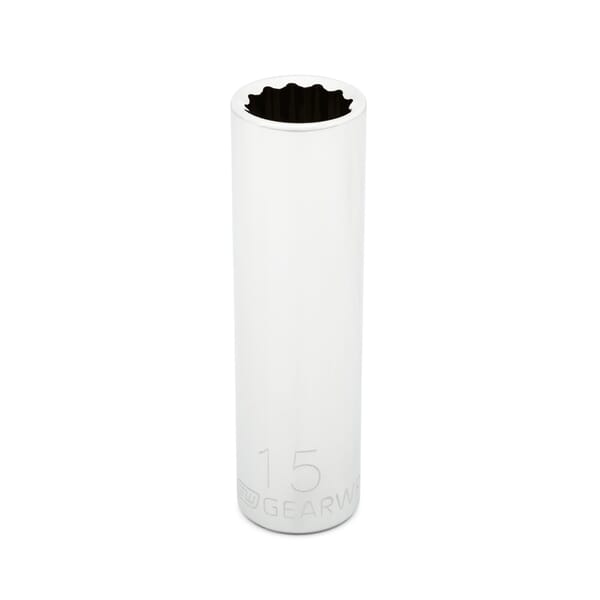 GEARWRENCH 80786 Deep Length Socket, 1/2 in, 15 mm, 12 Points