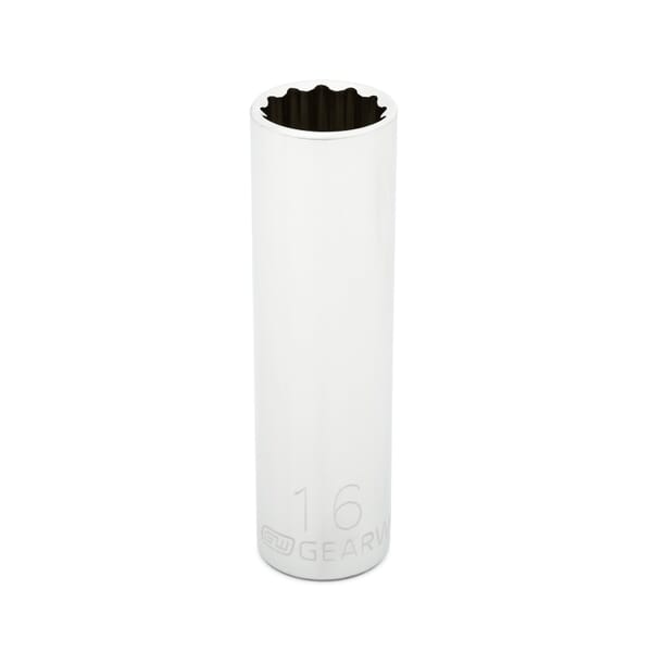 GEARWRENCH 80787 Deep Length Socket, 1/2 in Square Drive, 16 mm, 12 Points
