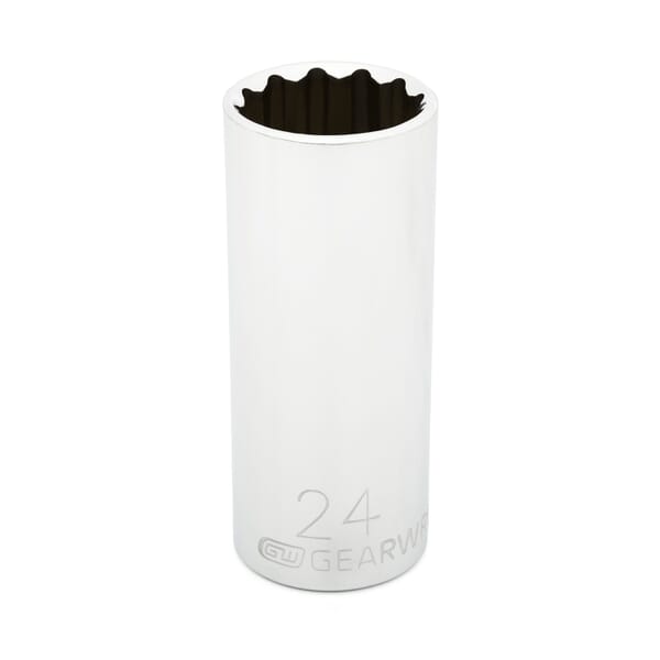 GEARWRENCH 80822 Deep Length Socket, 1/2 in Square Drive, 24 mm, 12 Points