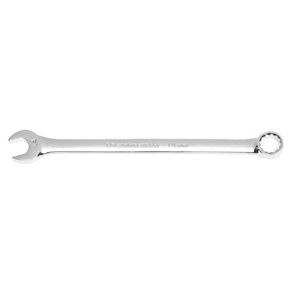 GEARWRENCH 81671 Long Length Open End Combination Wrench, 14 mm Wrench, 12 Points, 15 deg Offset, 222 mm OAL, Premium Alloy Steel, Polished Chrome