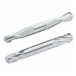GARR 08050 195M Ball End Center Cutting Double End Stub Length End Mill, 1/8 in Dia Cutter, 1/4 in Length of Cut, 4 Flutes, 1/8 in Dia Shank, 1-1/2 in OAL, Uncoated