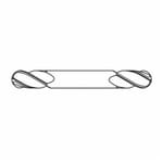 GARR 08050 195M Ball End Center Cutting Double End Stub Length End Mill, 1/8 in Dia Cutter, 1/4 in Length of Cut, 4 Flutes, 1/8 in Dia Shank, 1-1/2 in OAL, Uncoated