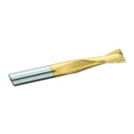GARR 11073 220MT Center Cutting Standard Length Square End Mill, 1/8 in Dia Cutter, 1/2 in Length of Cut, 2 Flutes, 1/8 in Dia Shank, 1-1/2 in OAL, TiN Coated