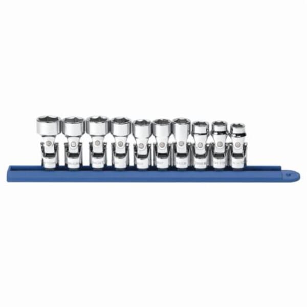 GEARWRENCH 80565 Socket Set, 6 Points, 3/8 in Drive, 10 Pieces, Included Socket Size: 10 to 19 mm