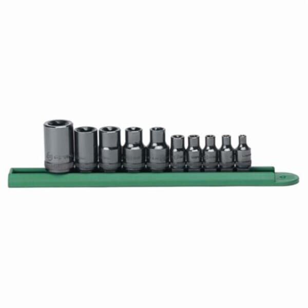 GEARWRENCH 80582 Professional Socket Set, 1/4 in, 3/8 in, 1/2 in Drive, 10 Pieces, Included Socket Size: E4 to E18, Socket Rail Container