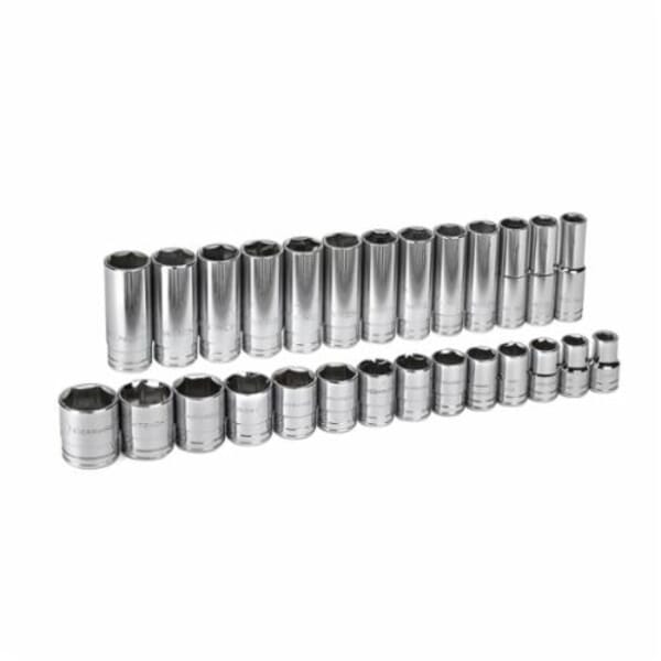 GEARWRENCH 80729 Socket Set, ASME B107.1, 6 Points, 1/2 in Drive, 27 Pieces, Included Socket Size: 7/16 to 1-1/2 in