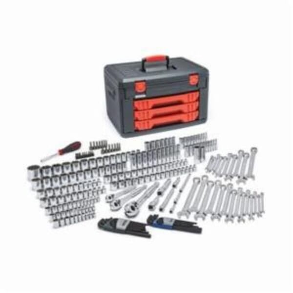 GEARWRENCH 80942 Imperial/Metric Socket and Ratchet Set, 3-Drawer Box Tool Storage, 1/4 in, 3/8 in, 1/2 in Drive, 6 and 12-Point, 239 Pieces, ASME B107.1/B107.5M/B107.10/B107.6