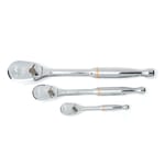 GEARWRENCH 90T 81206T 3-Piece Ratchet Set, 1/4 in, 3/8 in, 1/2 in Drive, Teardrop Head, 3 Pieces, Alloy Steel, Polished Chrome