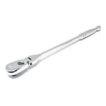 GEARWRENCH 90T 81306T Flexible Head Ratchet, 1/2 in Drive, Teardrop Head, 17 in OAL, Alloy Steel, Polished Chrome, ASME B107.10