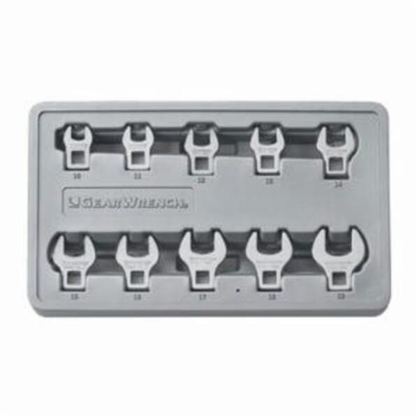 GEARWRENCH 81909 Crowfoot Non-Ratcheting Wrench Set, 10 Pieces, 10 to 17 mm, Polished Chrome