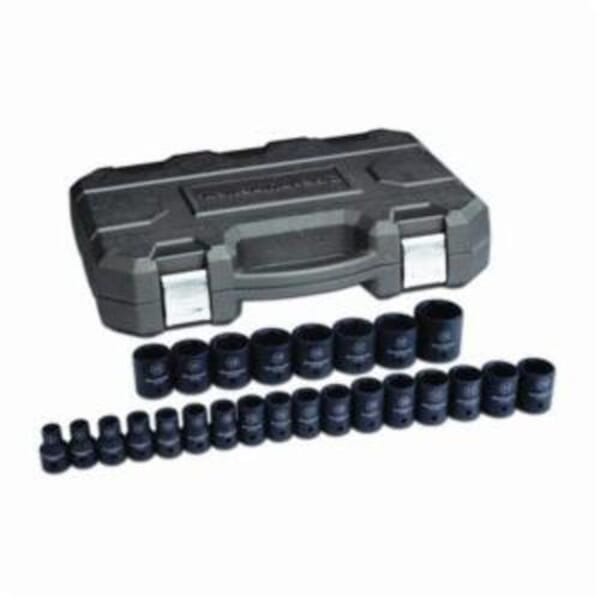 GEARWRENCH 84933N Impact Socket Set, ASME B107.33M, 6 Points, 1/2 in Drive, 25 Pieces, Included Socket Size: 8 to 36 mm, Blow Molded Case Container