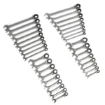 GEARWRENCH 85034 Combination Wrench Set, 34 Pieces, 5/16 to 3/4 in, 10 to 18 mm, Polished Chrome