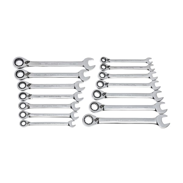 GEARWRENCH 85142 Combination Wrench Set, 14 Pieces, 3/8 to 3/4 in, 10 to 19 mm, Polished Chrome