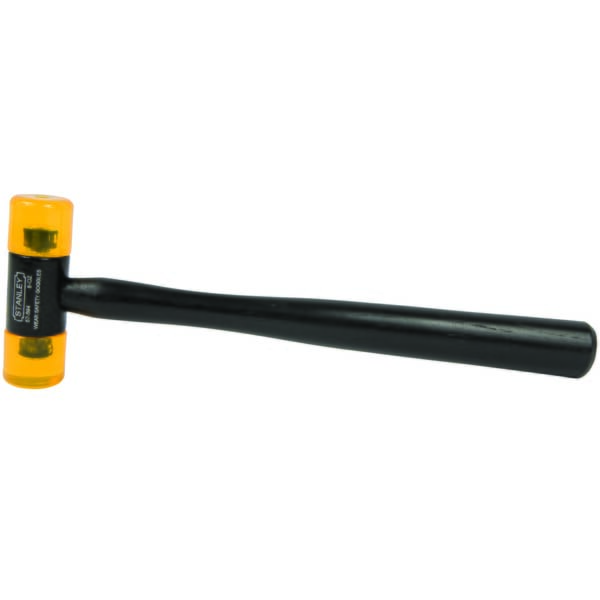 Stanley 57-594 Soft Face Hammer, 12-1/8 in OAL, 1-13/64 in Soft Face, 8 oz Plastic Head, Hickory Wood Handle