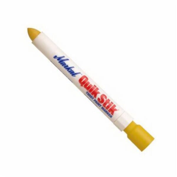 Markal 061053 Quik Stik Permanent Twist Solid Paint Crayon, 11/16 in Round Tip, Plastic Housing, Yellow