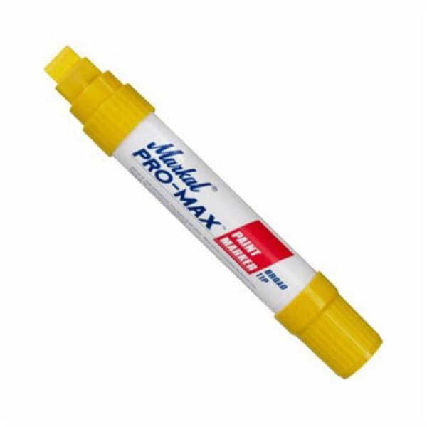 Markal 090901 PRO-MAX Jumbo High Strength Low Weight Liquid Paint Marker, 3/16 in, 5/16 in, 9/16 in Broad Chisel Tip, Fiber Tip, Yellow