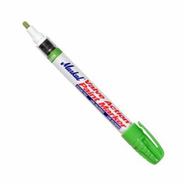 Markal 096828 Valve Action Liquid Paint Marker, 1/8 in Bullet/Medium Tip, Fiber Nib/Metal Barrel, Light Green