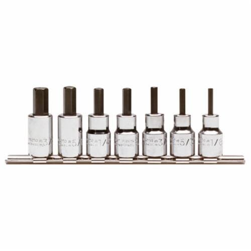 Proto J4990-SMA Socket Bit Set, Metric, 4 to 10 mm Hex, 3/8 in Drive, 7 Pieces, Polished Chrome