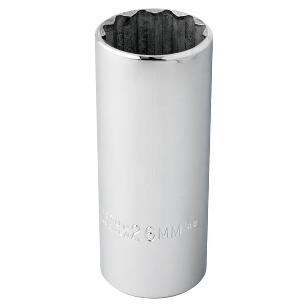 Proto TorquePlus J5326M Deep Length Socket, Metric, 1/2 in Square Drive, 26 mm