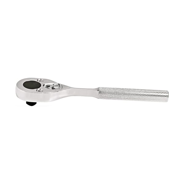 Proto J5449 Non-Insulated Standard Length Hand Ratchet, Imperial, 1/2 in Drive, Pear Head, 10 in OAL, Steel, Full Polished, ASME B107.10M, Federal GGG-W-641E