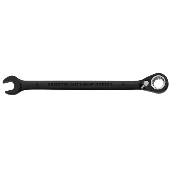 Proto JSCVM17 Reversible Combination Wrench, Metric, 17 mm, 12 Points, 15 deg Offset, 8-7/8 in OAL, Chrome Vanadium Steel, Polished Chrome/Black, ASME Specified